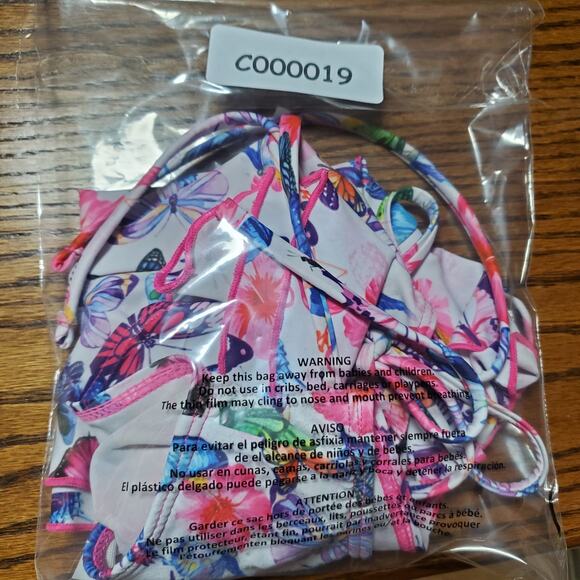 Girls 4T Swimsuit Pink Butterfly Floral Peplum One Piece Bathing Suit Cute - Picture 9 of 9